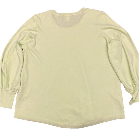 Chicos Size 3/US-XL 16 Women’s Ballon Sleeve Lime Green Sweater Ultra Soft Cozy - Picture 3 of 6